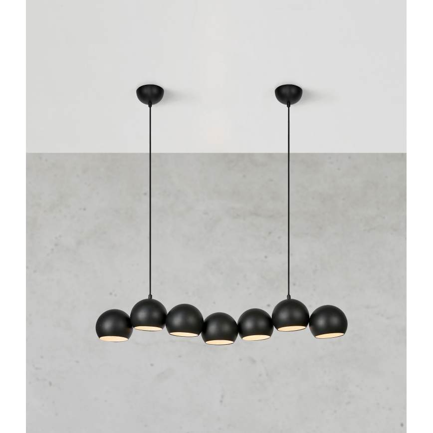Markslöjd 108860 - Luster na sajli CUPOLO 7xE14/40W/230V crno