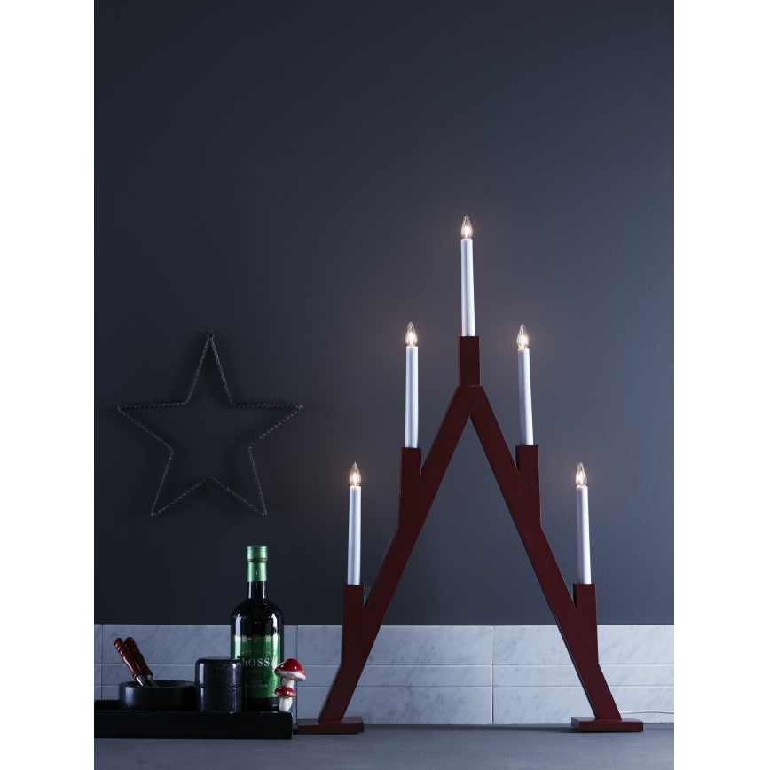Markslöjd 703836 - Božićni svećnjak BJURFORS 5xE10/3W/55V crveno