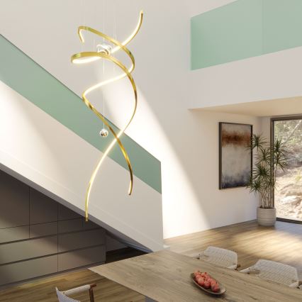 MAXLIGHT P0427D - LED prigušiva luster na sajli RITZ LED/100W/230V, prečnik 60 cm, CRI 90, zlatna