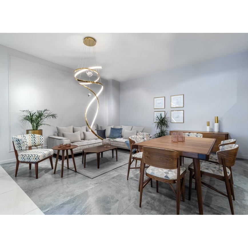 MAXLIGHT P0483D - LED Prigušivi luster na sajli RITZ LED/100W/230V pr. 60 cm CRI 90 mesing