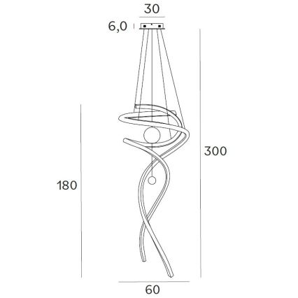 MAXLIGHT P0500D - LED prigušiva luster na sajli RITZ LED/100W/230V pr. 60 cm CRI 90 crna