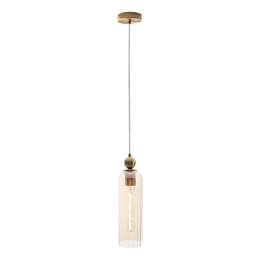 MAXLIGHT P0510 - Luster na sajli CAMPANILA 1xE27/40W/230V pr. 10 cm mesing/bež