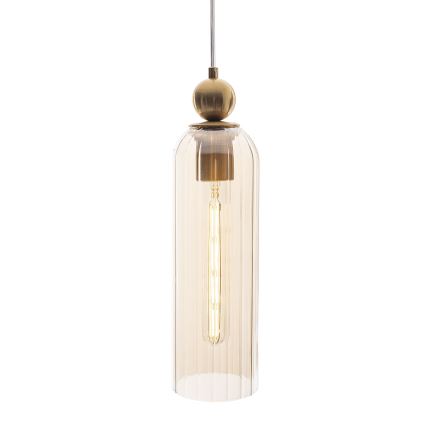 MAXLIGHT P0510 - Luster na sajli CAMPANILA 1xE27/40W/230V pr. 10 cm mesing/bež