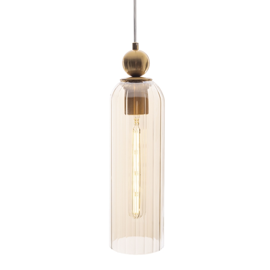 MAXLIGHT P0510 - Luster na sajli CAMPANILA 1xE27/40W/230V pr. 10 cm mesing/bež