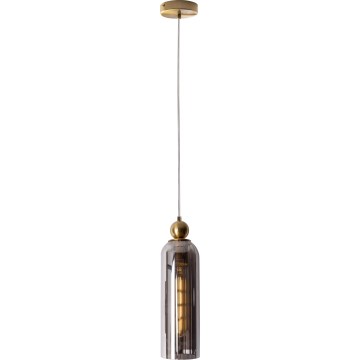 MAXLIGHT P0511 - Luster na sajli CAMPANILA 1xE27/40W/230V Ø 10 cm mesing/siva