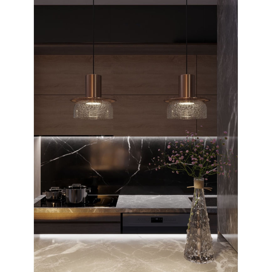 MAXLIGHT P0530 - LED luster na sajli SIGNATURE LED/8W/230V pr. 15 cm mesing/prozirna