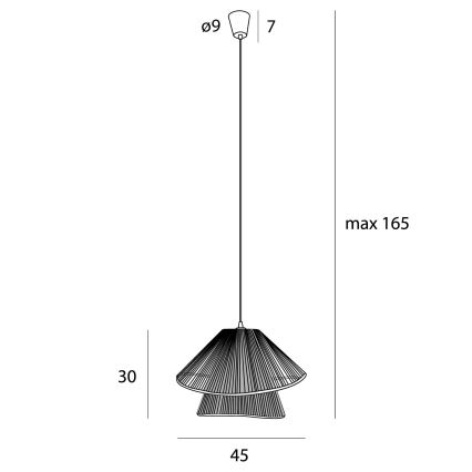 MAXLIGHT P0580 - Luster na sajli AMALFI 1xE27/15W/230V pr. 45 cm crno