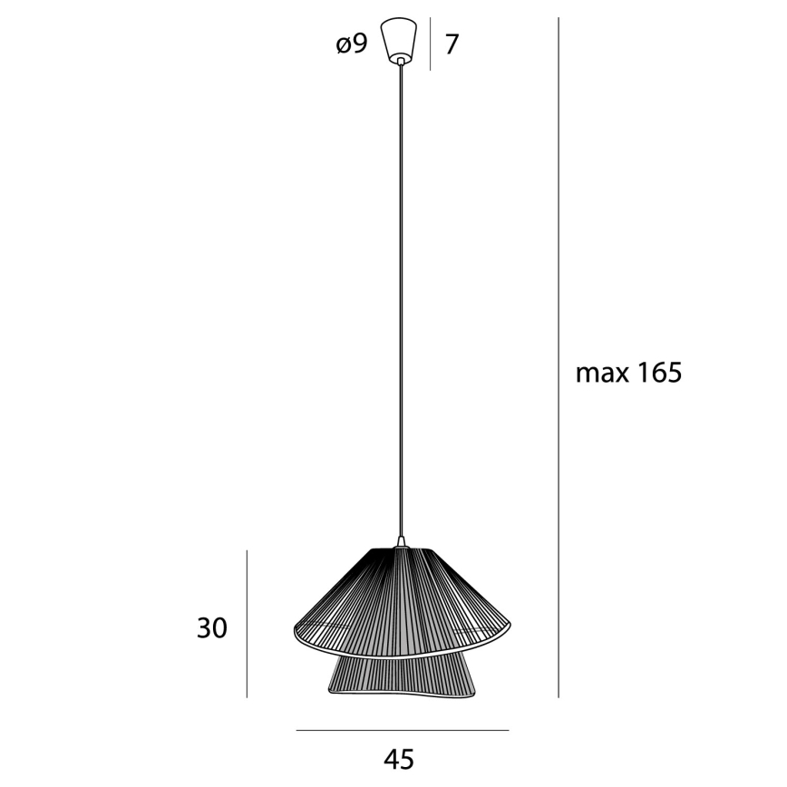 MAXLIGHT P0580 - Luster na sajli AMALFI 1xE27/15W/230V pr. 45 cm crno