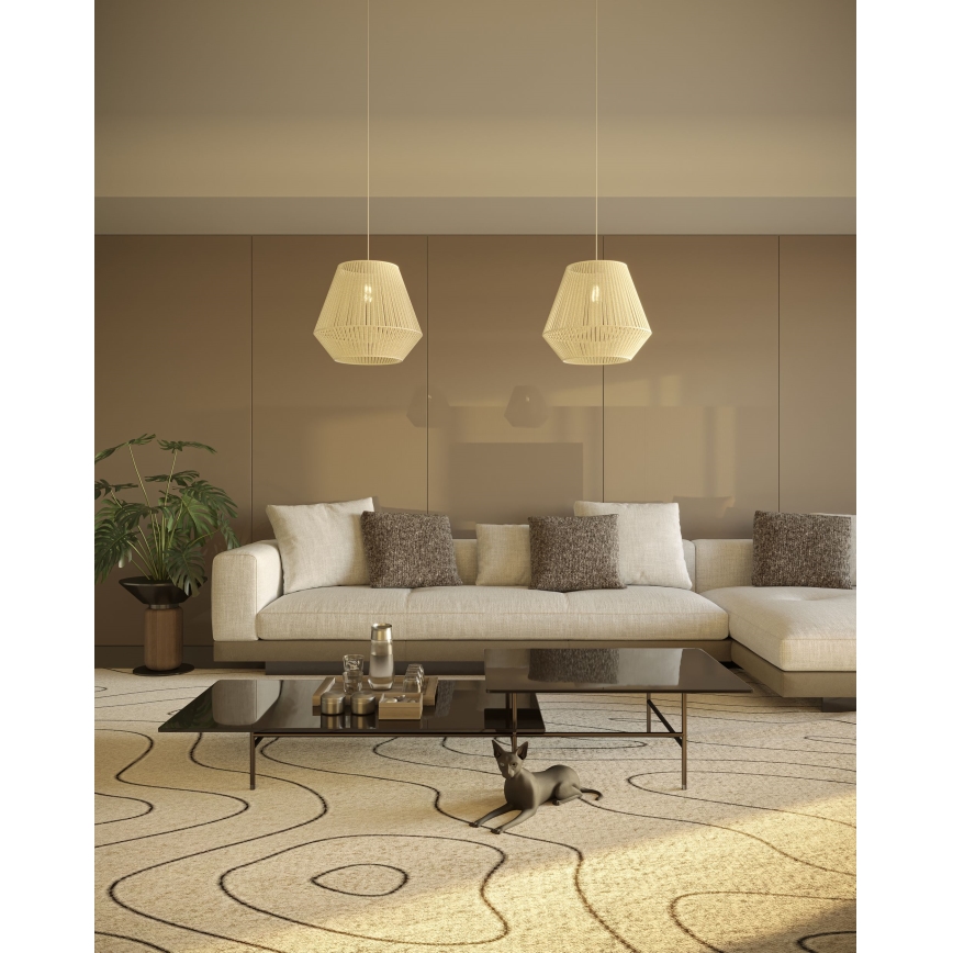 MAXLIGHT P0584 - Luster na sajli PRASLIN 1xE27/15W/230V pr. 44 cm bež