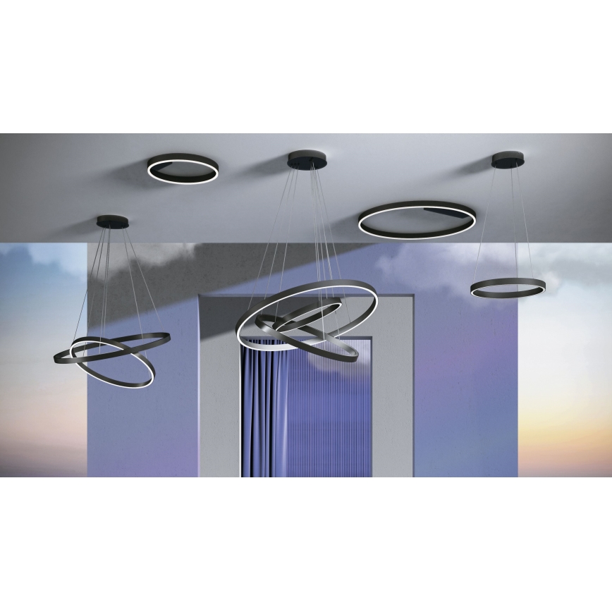 Maytoni MOD058PL-L22B3K - LED luster na sajli RIM LED/25W/230V 3000K pr. 40 cm crno