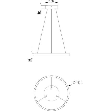 Maytoni MOD058PL-L22B3K - LED luster na sajli RIM LED/25W/230V 3000K pr. 40 cm crno