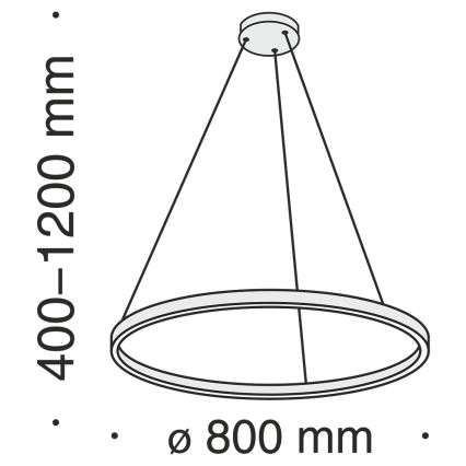 Maytoni MOD058PL-L42B3K - LED luster na sajli RIM LED/51W/230V 3000K prečnik 80 cm crna