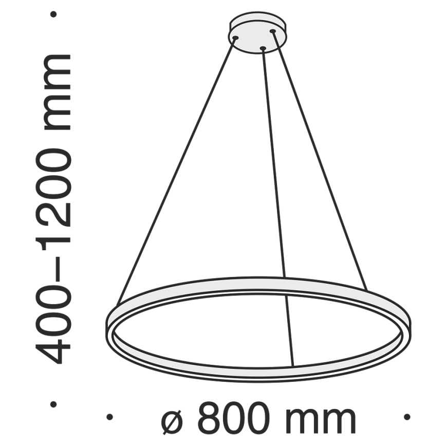 Maytoni MOD058PL-L42B3K - LED luster na sajli RIM LED/51W/230V 3000K prečnik 80 cm crna
