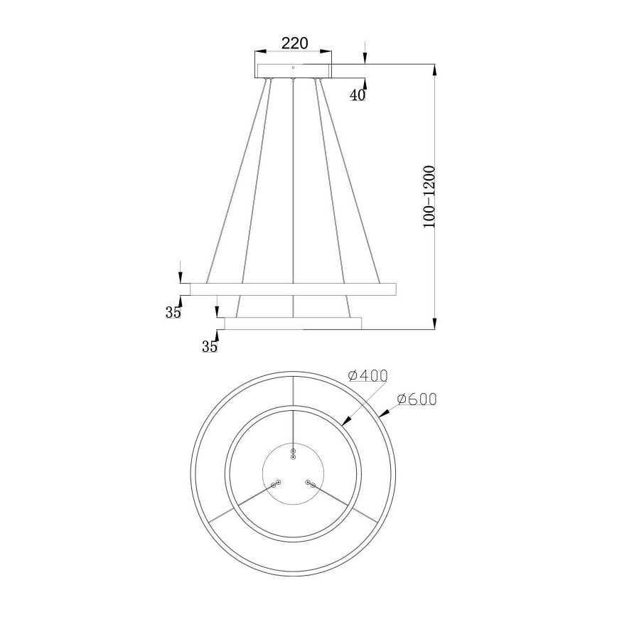 Maytoni MOD058PL-L55BS3K - LED luster na sajli RIM LED/61W/230V 3000K pr. 60 cm zlatna