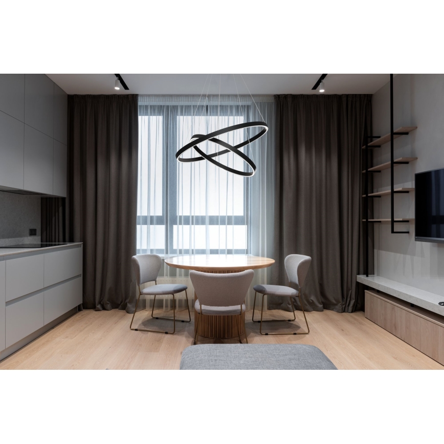 Maytoni MOD058PL-L74B3K - LED luster na sajli RIM LED/88W/230V 3000K pr. 80 cm crno