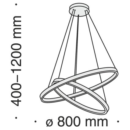 Maytoni MOD058PL-L74B3K - LED luster na sajli RIM LED/88W/230V 3000K pr. 80 cm crno