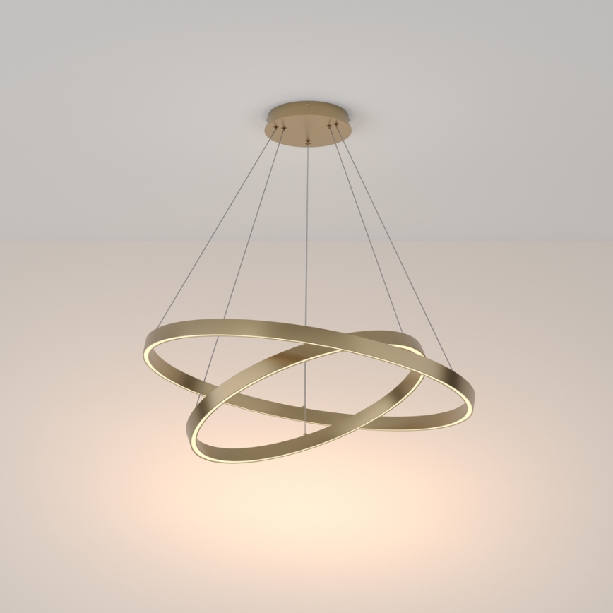 Maytoni MOD058PL-L74BS3K - LED luster na sajli RIM LED/88W/230V 3000K pr. 80 cm zlatna