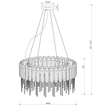 Maytoni MOD097PL-08CH - Luster na sajli HAIL 8xE14/40W/230V pr. 60,5 cm sjajni krom