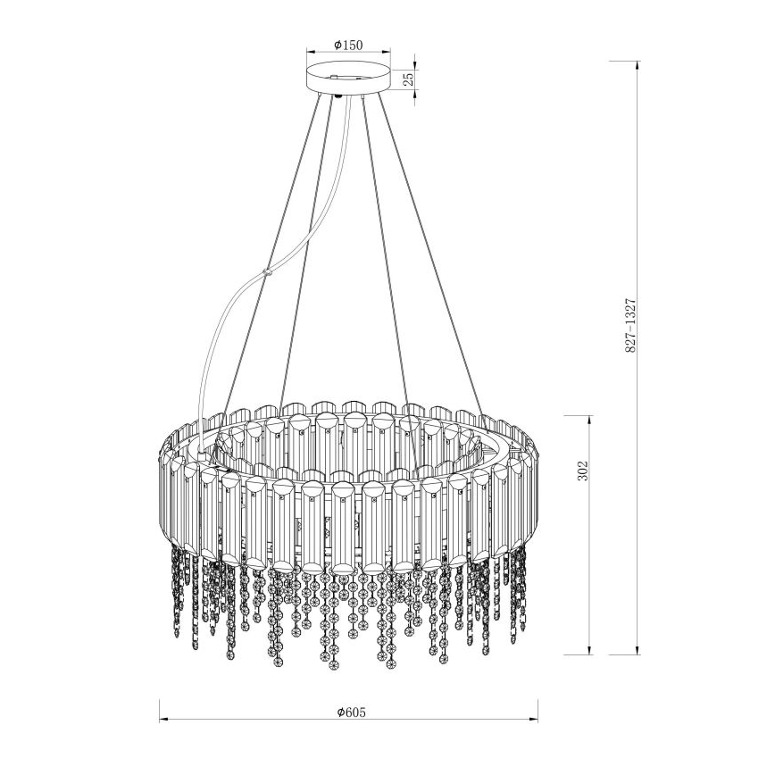 Maytoni MOD097PL-08CH - Luster na sajli HAIL 8xE14/40W/230V pr. 60,5 cm sjajni krom