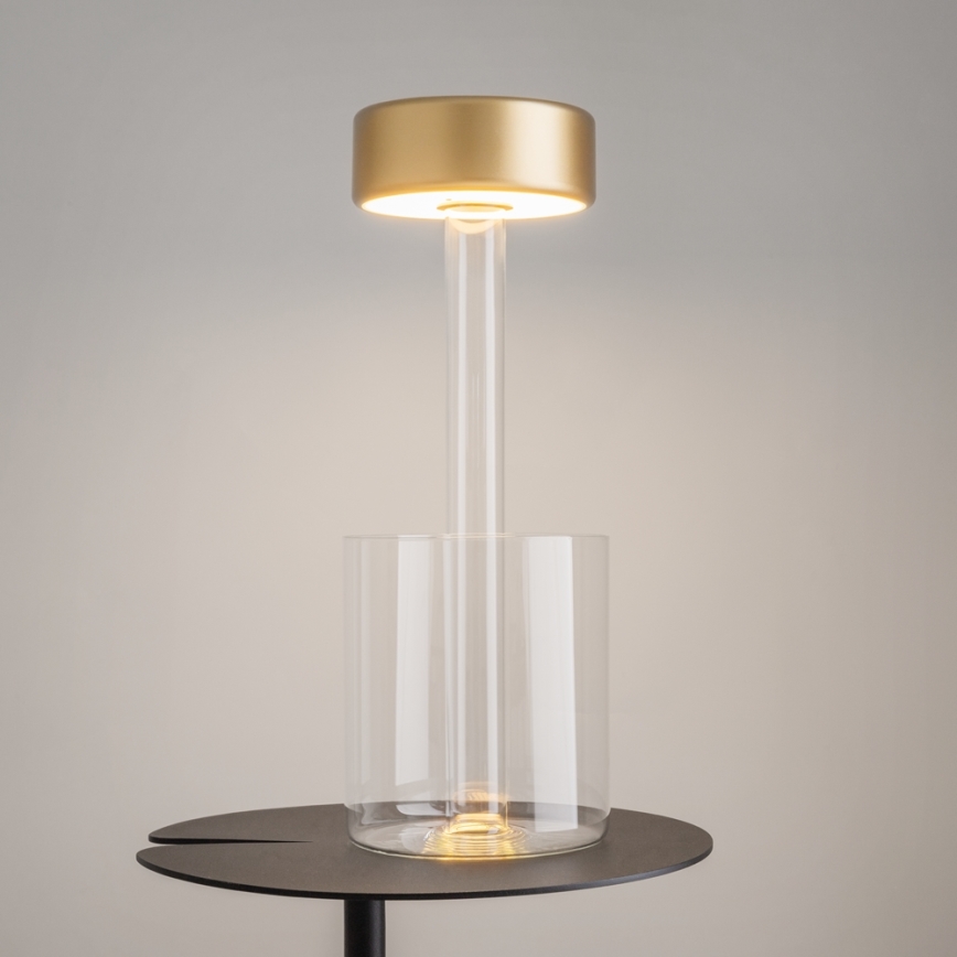 Maytoni MOD229TL-L3G3K1 - LED Prigušiva punjiva prenosna stona lampa LED/3W/5V 2200-4000K zlatna/prozirna