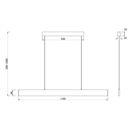 Maytoni P010PL-L30B4K - LED luster na sajli STEP LED/30W/230V 4000K 118,5 cm crno