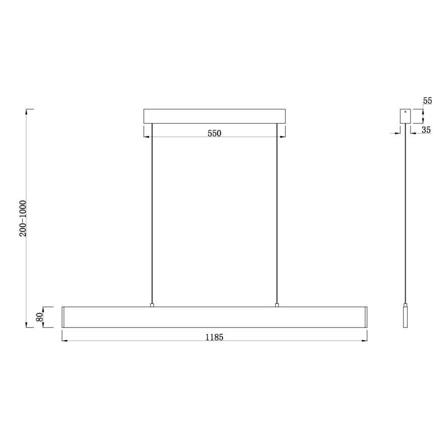 Maytoni P010PL-L30B4K - LED luster na sajli STEP LED/30W/230V 4000K 118,5 cm crno