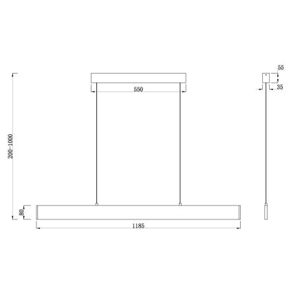 Maytoni P010PL-L30W4K - LED luster na sajli STEP LED/30W/230V 4000K 118,5 cm bela