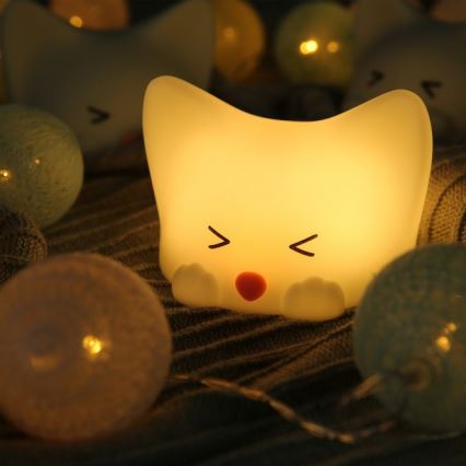MegaLight - LED RGB Prigušiva punjiva dečija dodirna lampa CATTY CAT LED/5V
