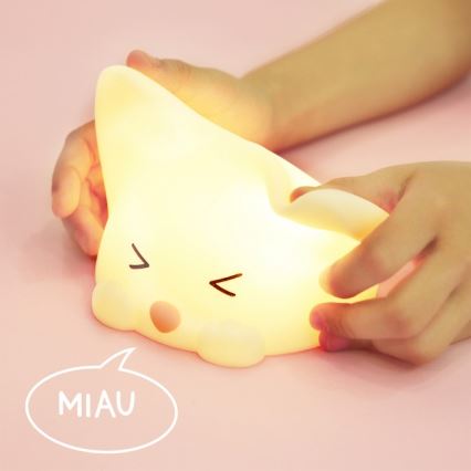 MegaLight - LED RGB Prigušiva punjiva dečija dodirna lampa CATTY CAT LED/5V