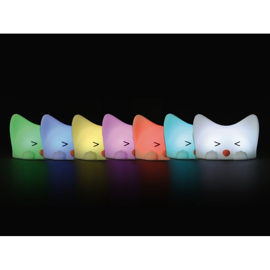 MegaLight - LED RGB Prigušiva punjiva dečija dodirna lampa CATTY CAT LED/5V