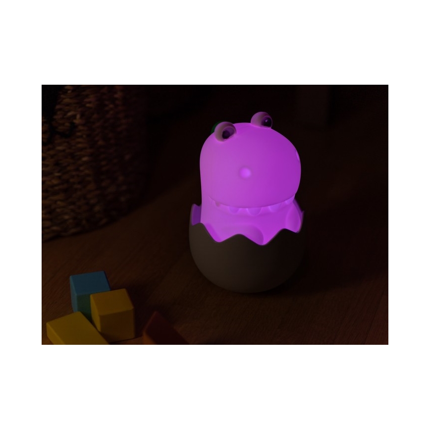 MegaLight - LED RGB Prigušiva punjiva dečija dodirna lampa DIGGY DINO LED/5V