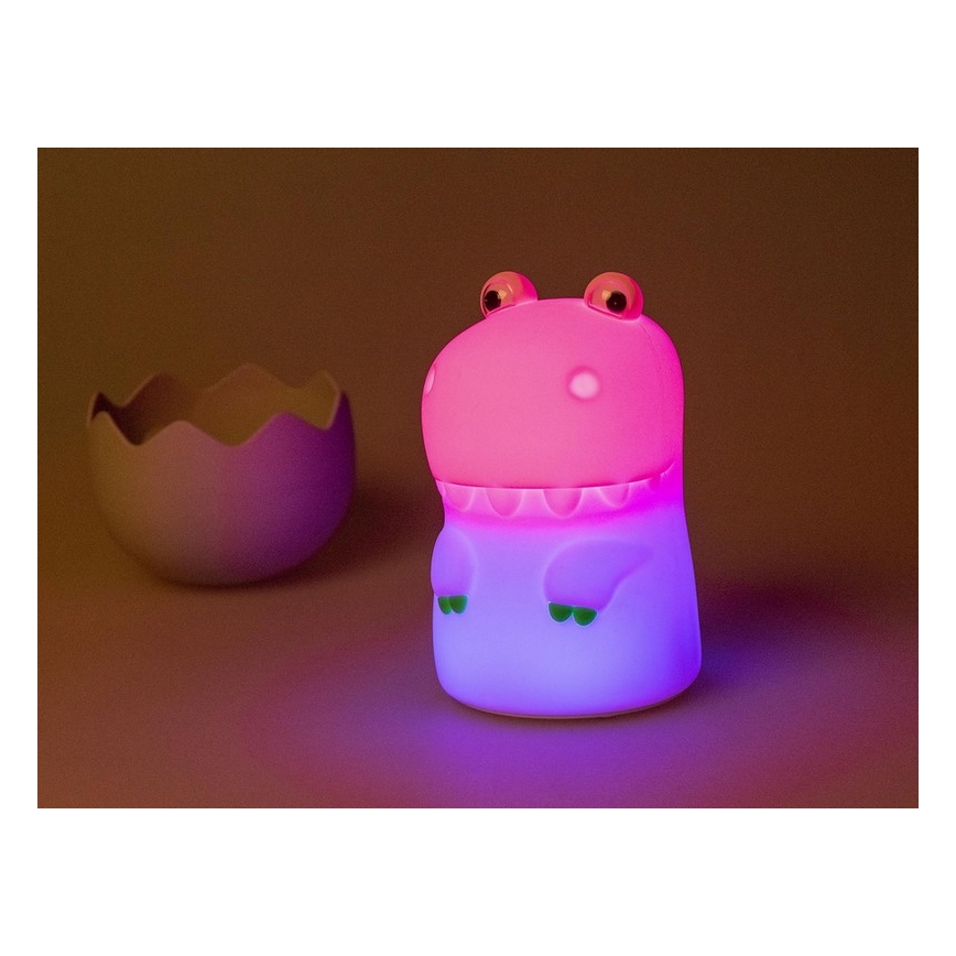 MegaLight - LED RGB Prigušiva punjiva dečija dodirna lampa DIGGY DINO LED/5V