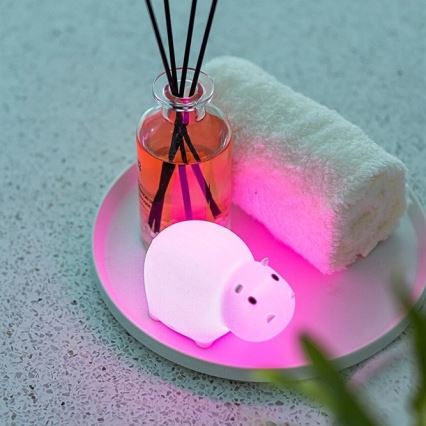 MegaLight - LED RGB Punjiva dečija dodirna lampa za kadu SWIMMY HIPPO LED/5V IP67