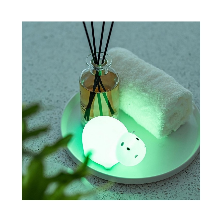 MegaLight - LED RGB Punjiva dečija dodirna lampa za kadu SWIMMY HIPPO LED/5V IP67