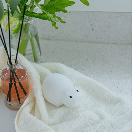 MegaLight - LED RGB Punjiva dečija dodirna lampa za kadu SWIMMY HIPPO LED/5V IP67