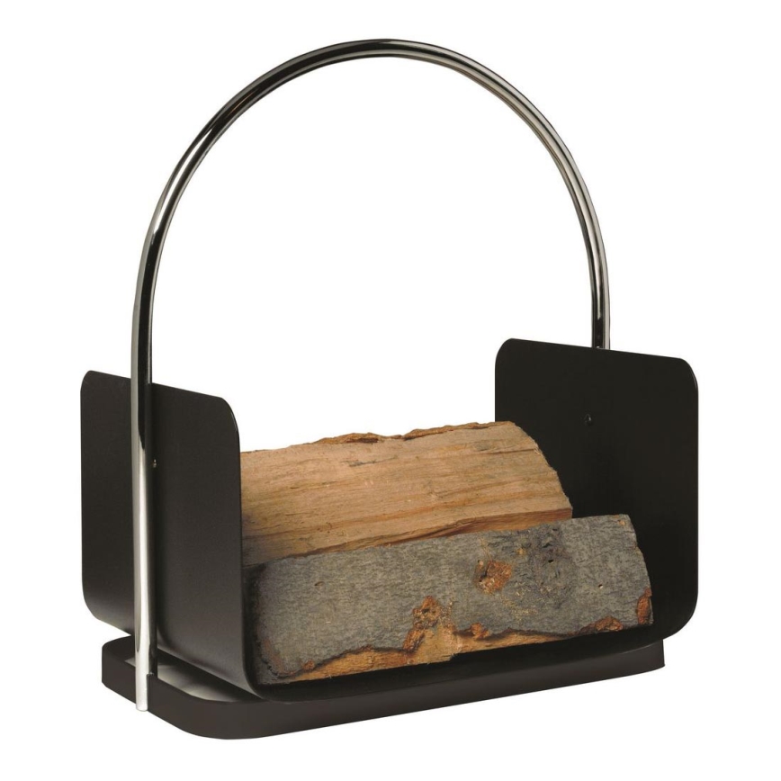 Metalna krošnja za drva sa ručkom 50x41 cm crno