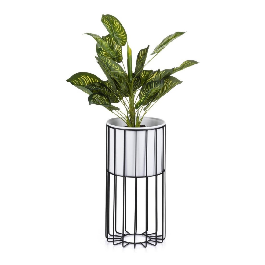Metalna posuda za cveće LOFT 42x20 cm crno/bela