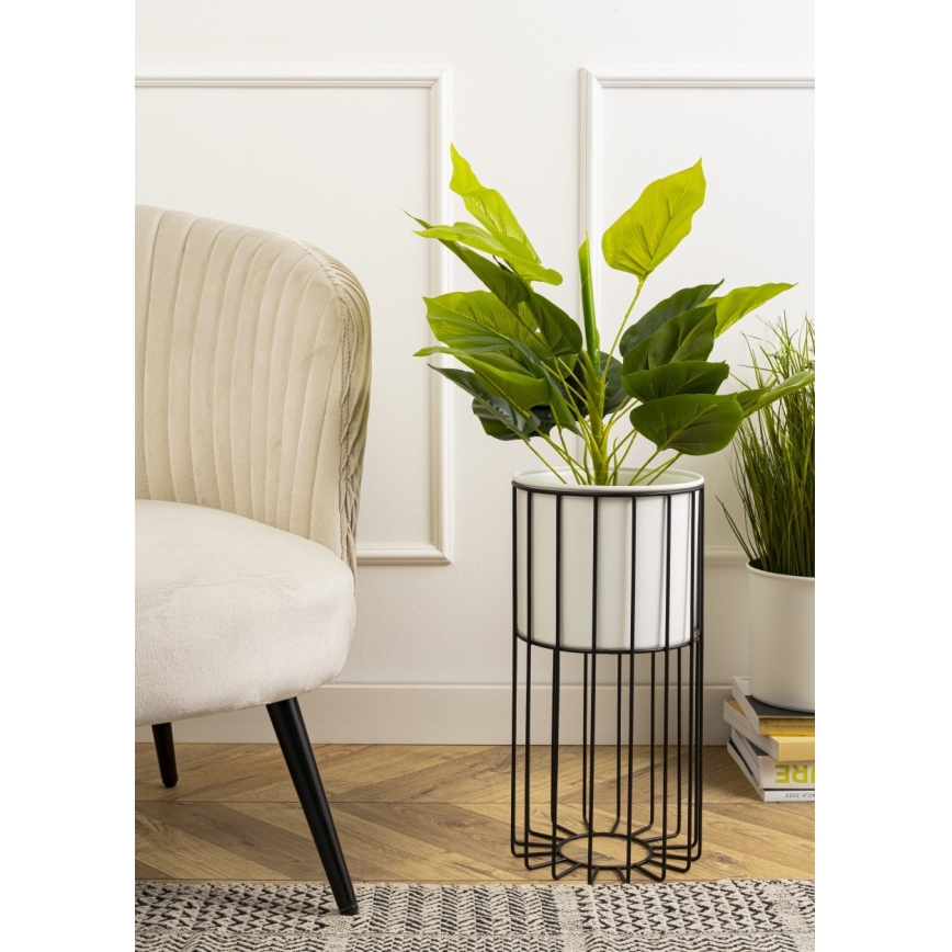 Metalna posuda za cveće LOFT 42x20 cm crno/bela