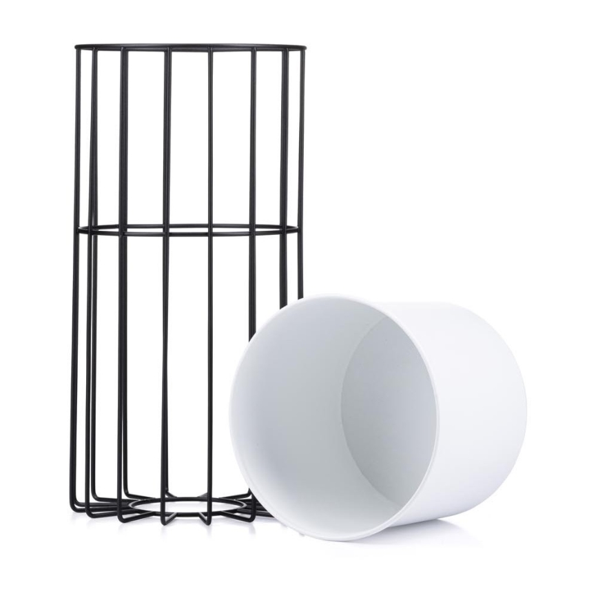 Metalna posuda za cveće LOFT 42x20 cm crno/bela