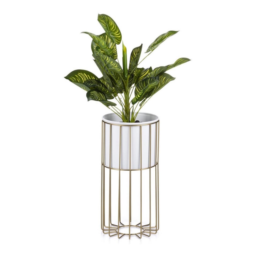 Metalna posuda za cveće LOFT 42x20 cm zlatna/bela