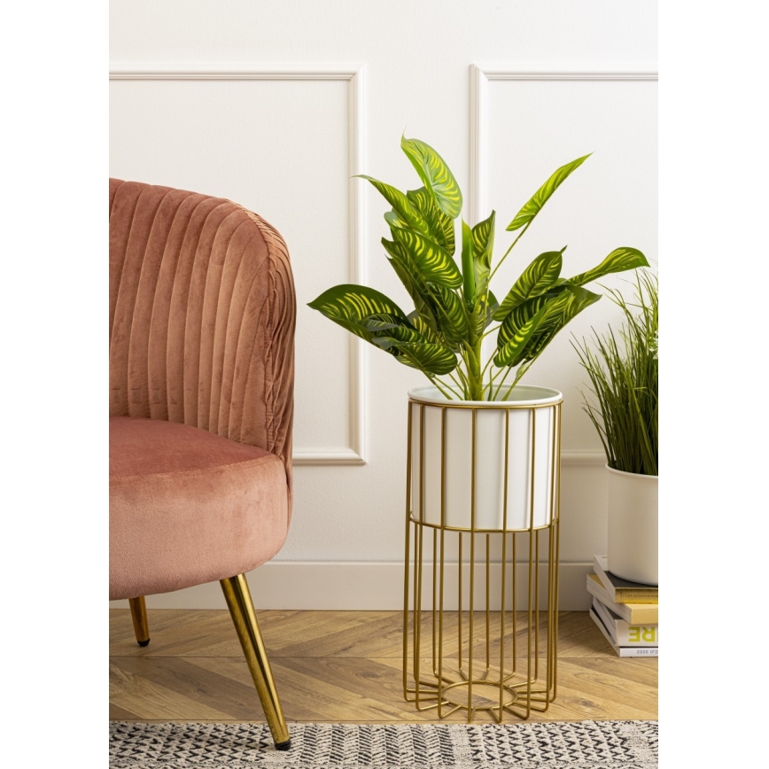 Metalna posuda za cveće LOFT 42x20 cm zlatna/bela