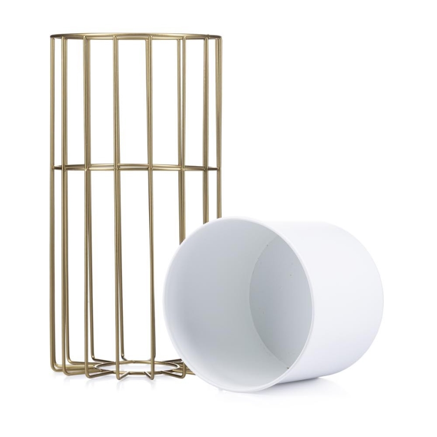 Metalna posuda za cveće LOFT 42x20 cm zlatna/bela