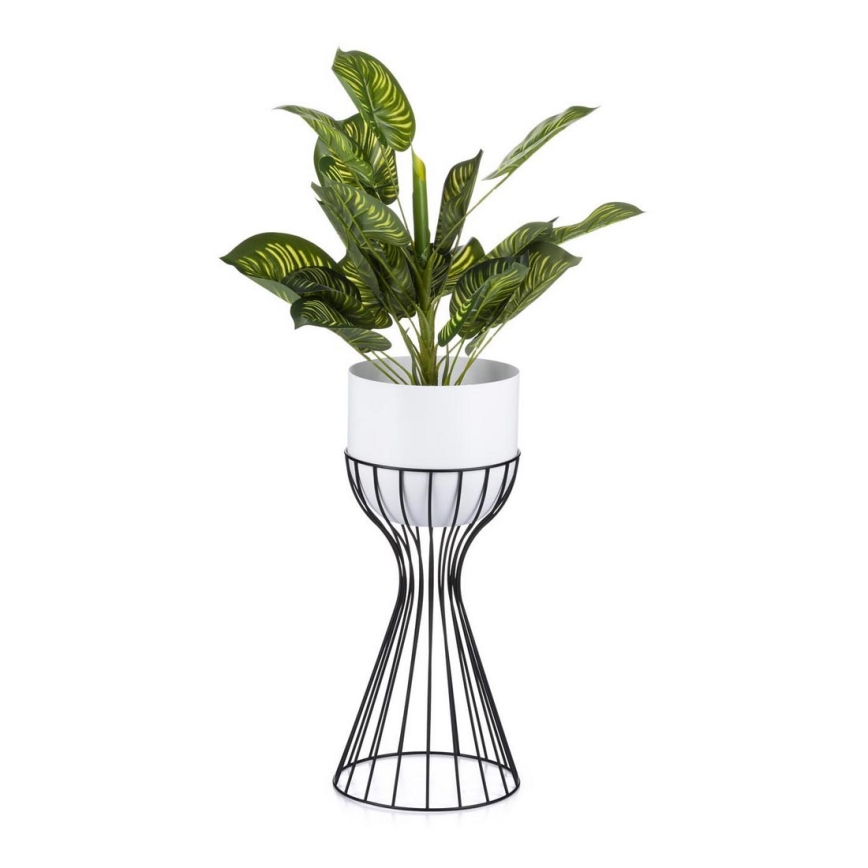 Metalna posuda za cveće LOFT 46x20 cm crno/bela