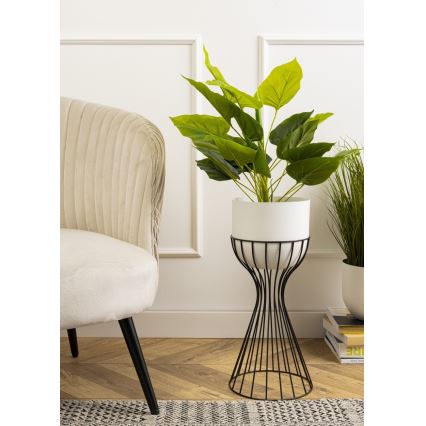 Metalna posuda za cveće LOFT 46x20 cm crno/bela