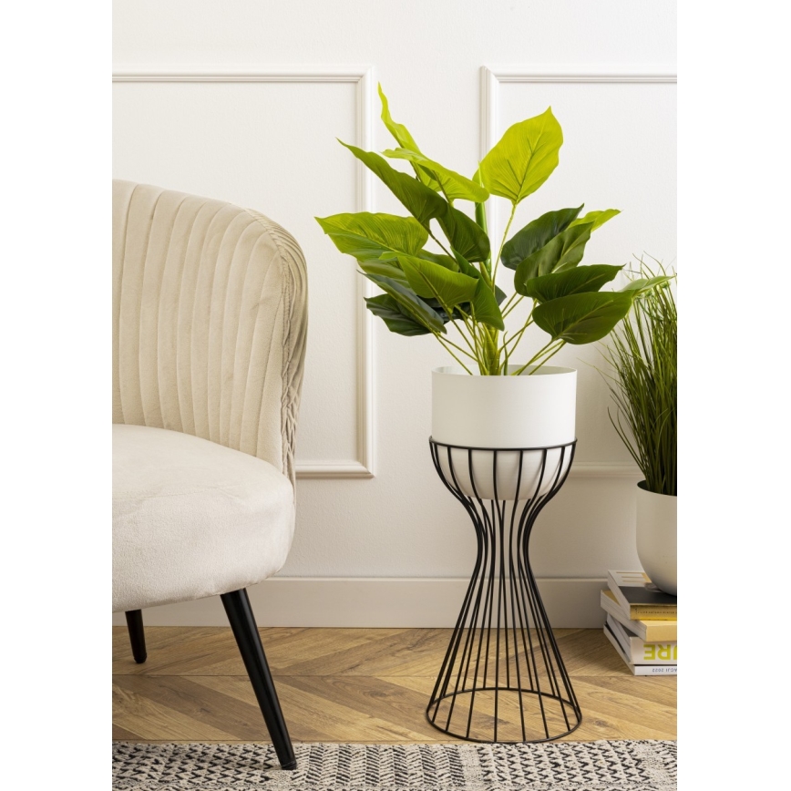 Metalna posuda za cveće LOFT 46x20 cm crno/bela