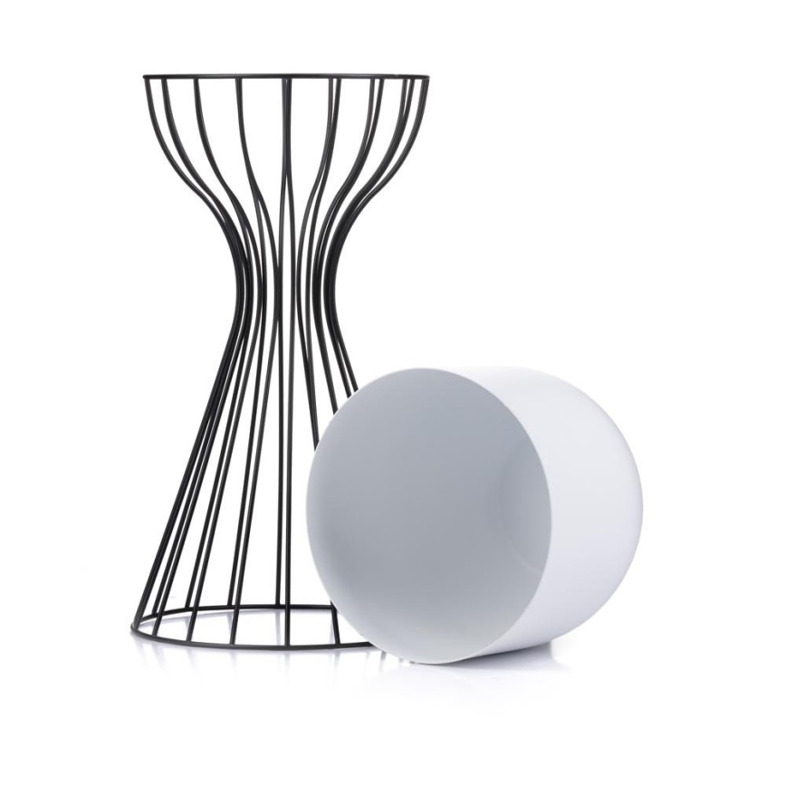 Metalna posuda za cveće LOFT 46x20 cm crno/bela