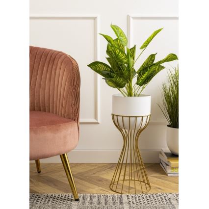 Metalna posuda za cveće LOFT 46x20 cm zlatna/bela