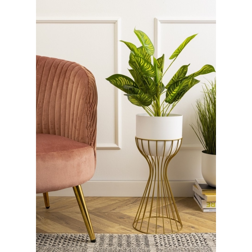 Metalna posuda za cveće LOFT 46x20 cm zlatna/bela