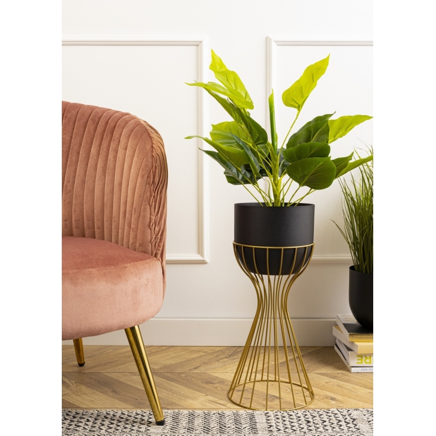 Metalna posuda za cveće LOFT 46x20 cm zlatna/crno