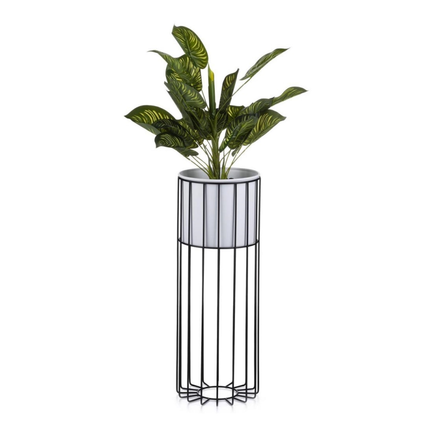 Metalna posuda za cveće LOFT 55x20 cm crno/bela